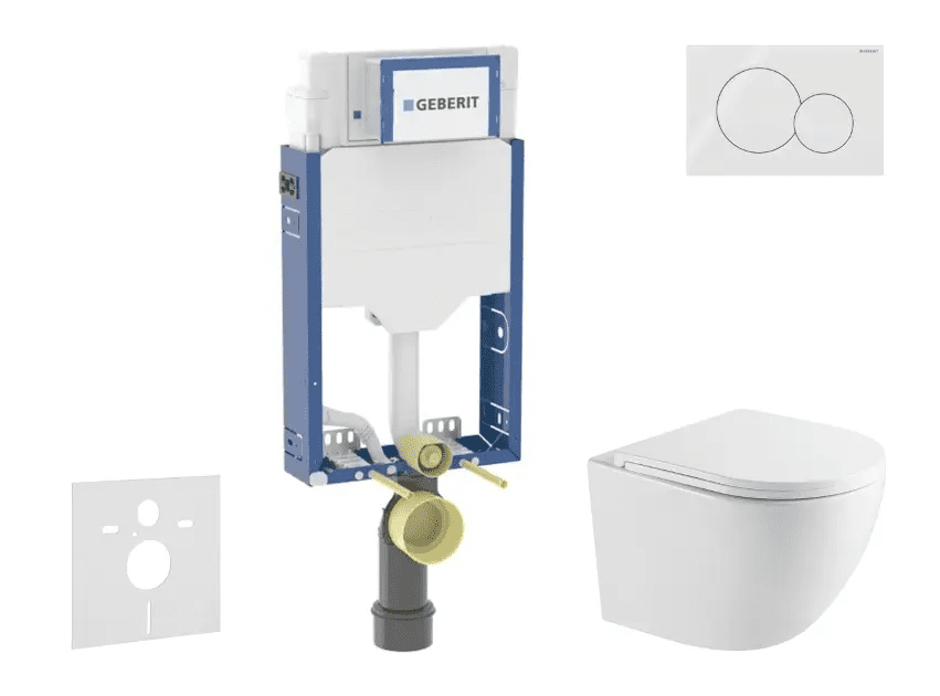 Geberit SANI15CA3140 - Set předstěnové instalace, klozetu Oudee a sedátka softclose, tlačítko Sigma01, alpská bílá