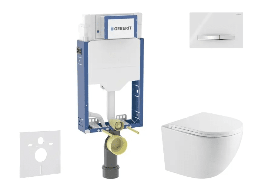 Geberit SANI15CA3144 - Set předstěnové instalace, klozetu Oudee a sedátka softclose, tlačítko Sigma50, chrom/alpská bílá