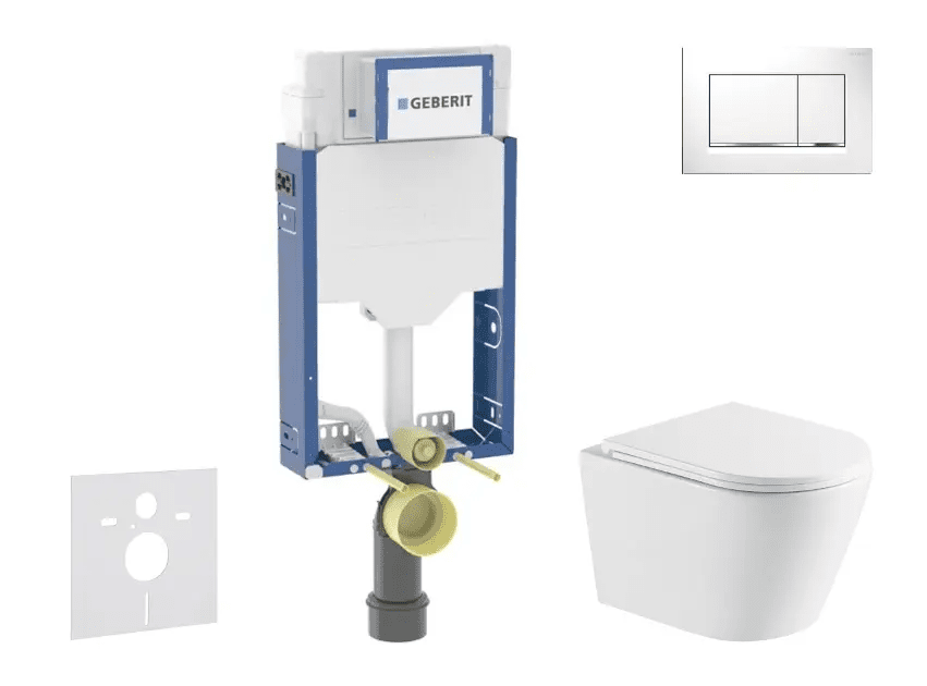 Geberit SANI15CA3148 - Set předstěnové instalace, klozetu Nefia a sedátka softclose, tlačítko Sigma20, bílá/chrom