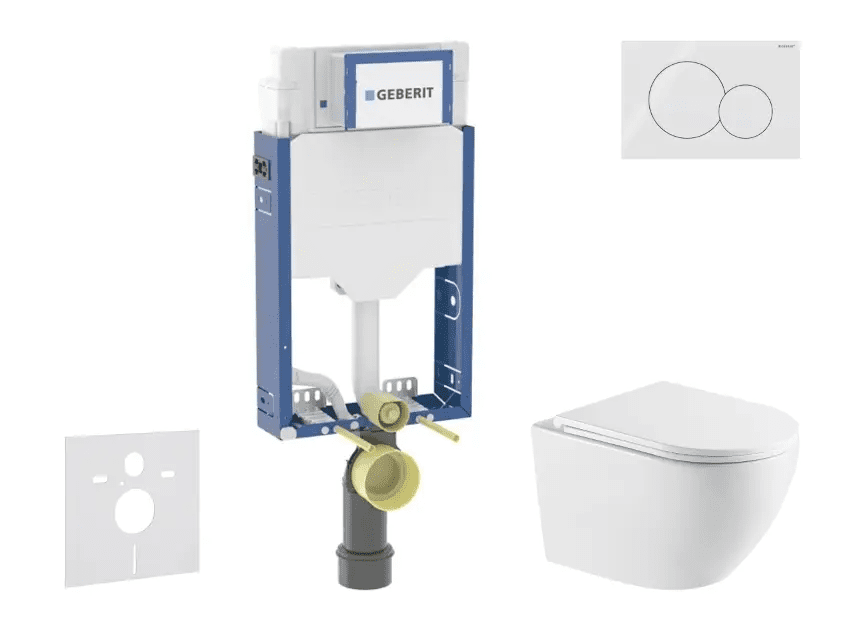 Geberit SANI15CA3152 - Set předstěnové instalace, klozetu Oudee a sedátka softclose, tlačítko Sigma01, alpská bílá