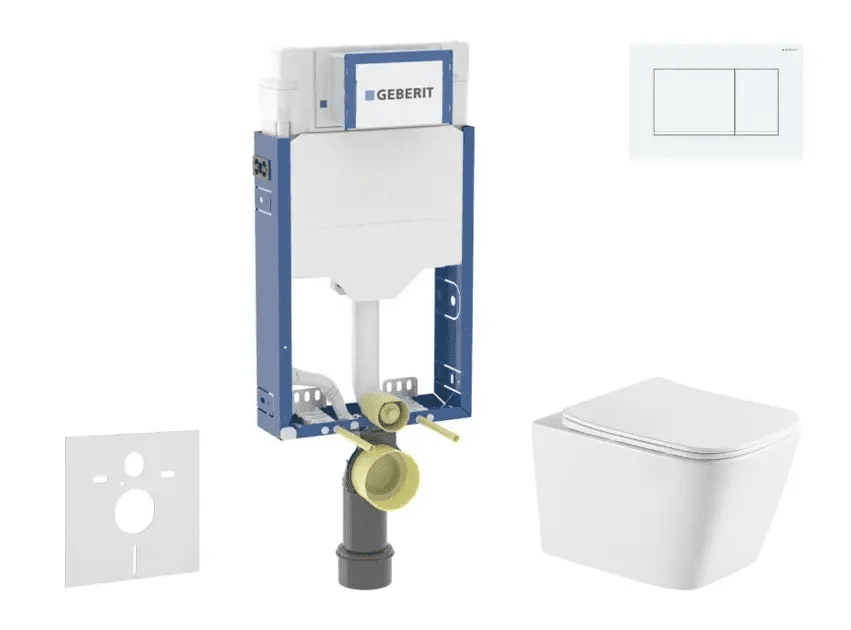 Geberit SANI15CA3169 - Set předstěnové instalace, klozetu Arkas I a sedátka softclose, tlačítko Sigma20, bílá/bílá mat