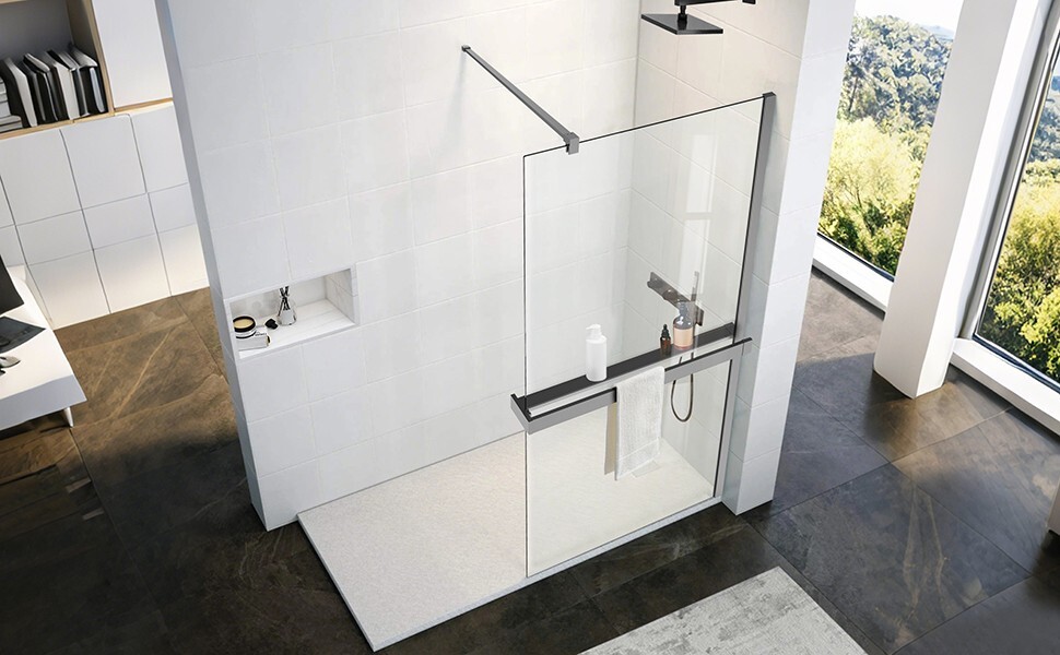 HOPA Walk-in sprchový kout LAGOS GRAFIT NEW 200 — Barva rámu - Grafit, Doplňky - držák ručníků, od min. rozměru zástěny 130cm , Rozměr A - 150, Rozměr C - 200, Výplň - Čiré bezpečnostní sklo - 8 mm
