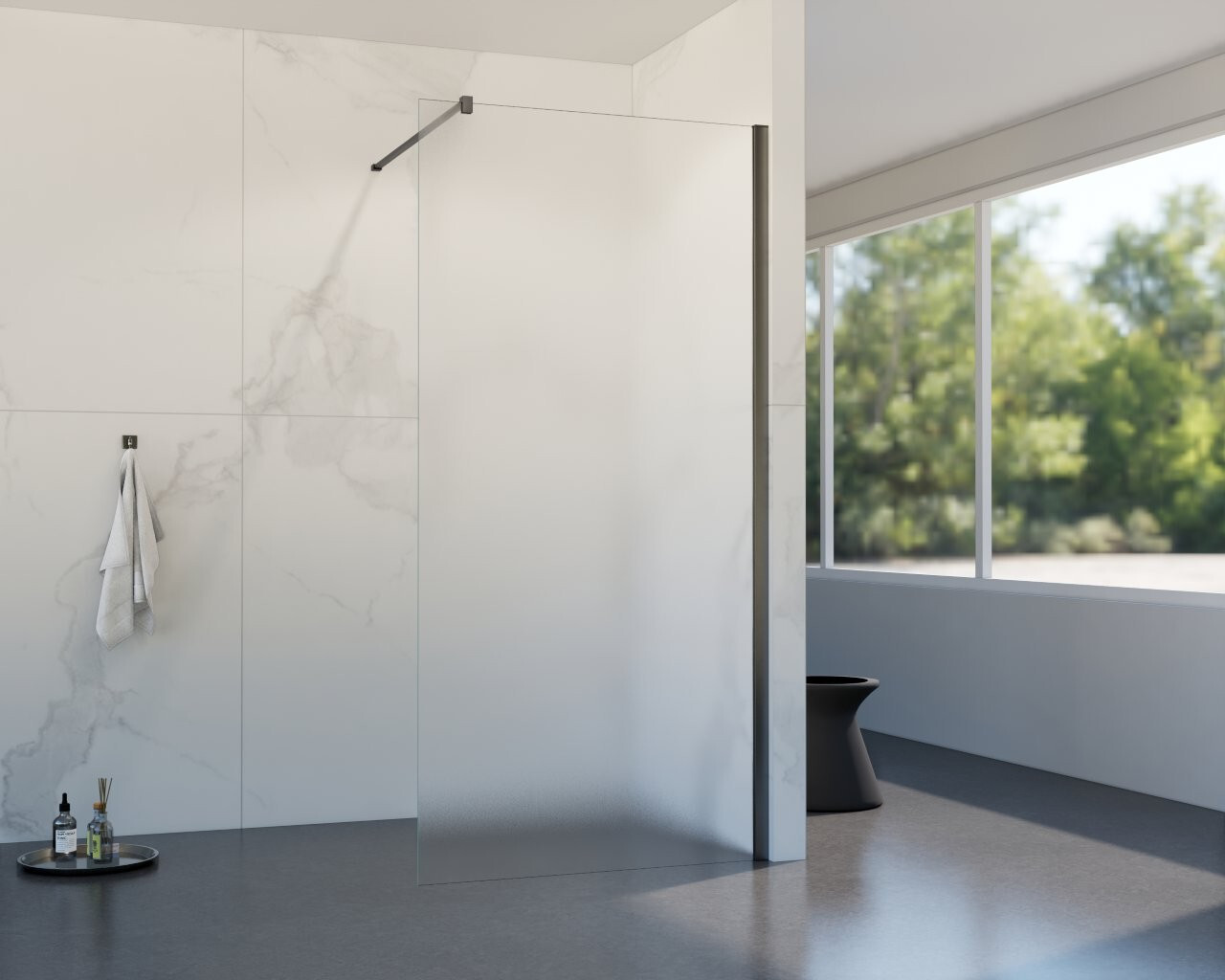 HOPA Walk-in sprchový kout LAGOS GRAFIT NEW 200 — Barva rámu - Grafit, Doplňky - bez doplňku, Rozměr A - 120, Rozměr C - 200, Výplň - Matné bezpečnostní sklo - 8 mm