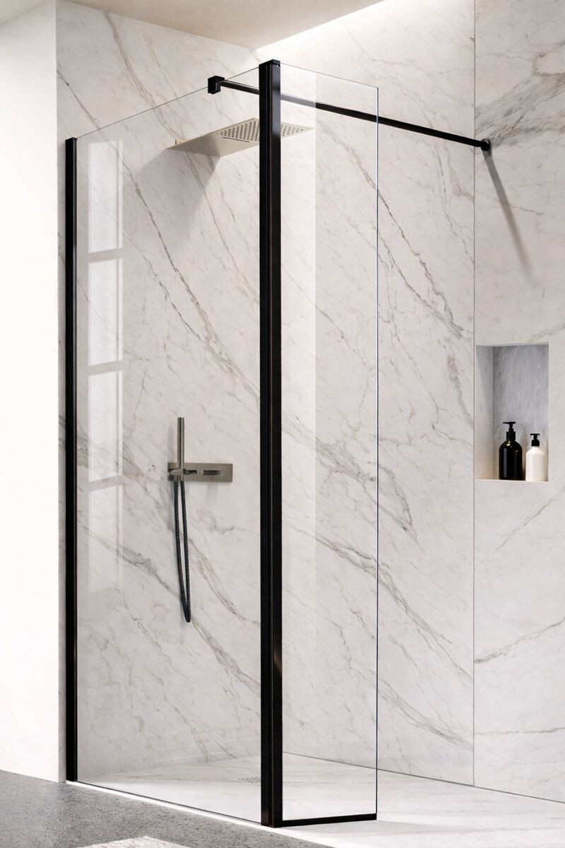 HOPA Walk-in sprchový kout LAGOS BLACK NEW 200 s otočným panelem — Barva rámu - Černá, Rozměr A - 120, Rozměr C - 200, Výplň - Matné bezpečnostní sklo - 8 mm