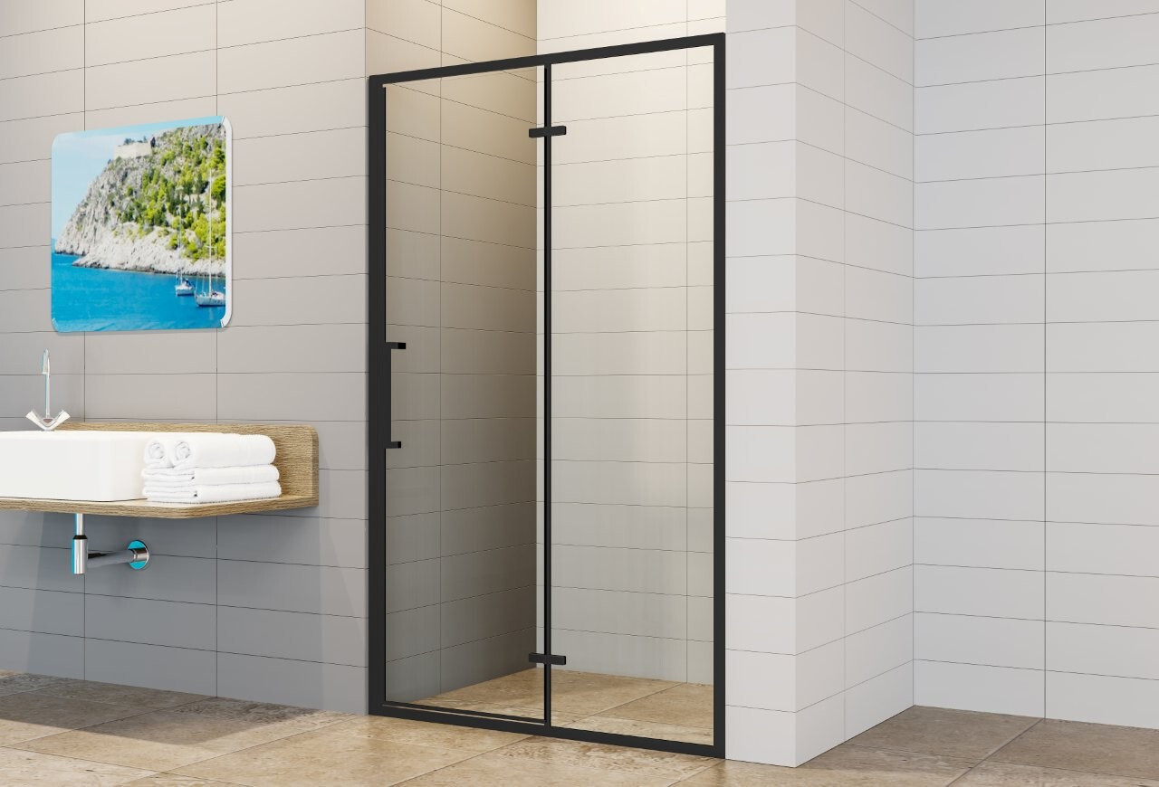 HOPA Sprchové dveře AMORA BLACK — Barva rámu - Černá, Pevná stěna - Bez pevné stěny, Rozměr A - 100, Rozměr C - 195, Směr zavírání - Univerzální Levé / Pravé, Výplň - Čiré bezpečnostní sklo - 6 mm