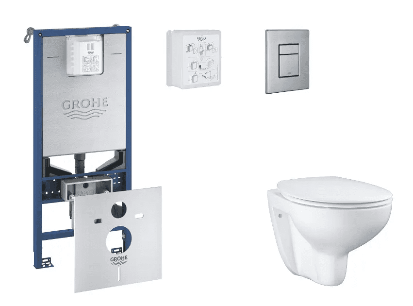 Grohe SANI11BB2103 - Set předstěnové instalace, klozetu, sedátka SoftClose a tlačítka Skate Cosmopolitan, kartáčovaná nerezová ocel