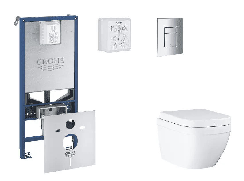 Grohe SANI11BB2104 - Set předstěnové instalace, klozetu, sedátka SoftClose a tlačítka Skate Cosmopolitan, Triple Vortex, chrom
