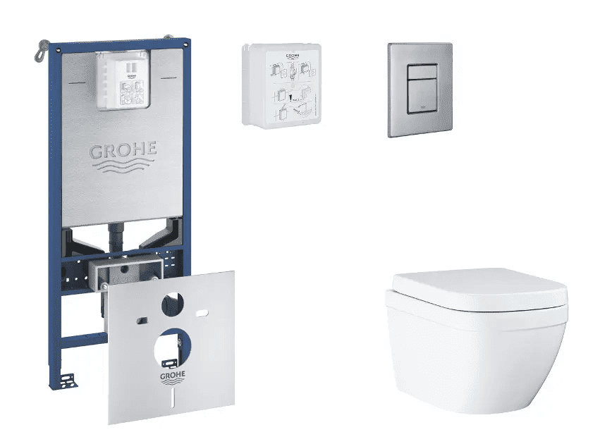 Grohe SANI11BB2106 - Set předstěnové instalace, klozetu, sedátka SoftClose a tlačítka Skate Cosmopolitan, Triple Vortex, kartáčovaná nerezová ocel