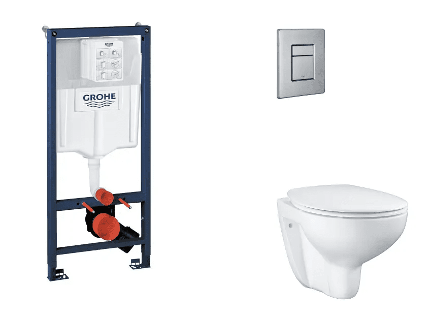 Grohe SANI11BB2115 - Set předstěnové instalace, klozetu, sedátka SoftClose a tlačítka Skate Cosmopolitan, kartáčovaná nerezová ocel