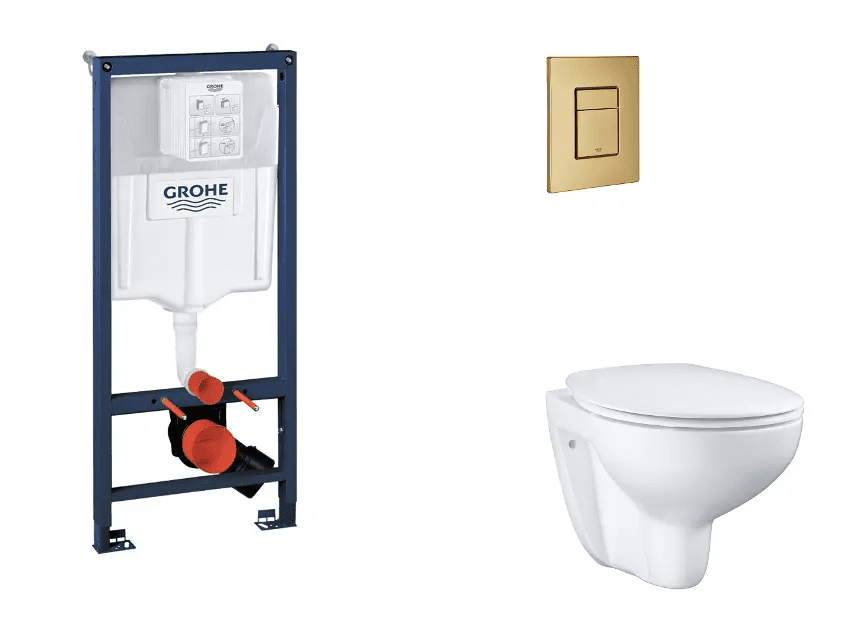 Grohe SANI11BB4121 - Set předstěnové instalace, klozetu, sedátka SoftClose a tlačítka Skate Cosmopolitan, kartáčovaný Cool Sunrise