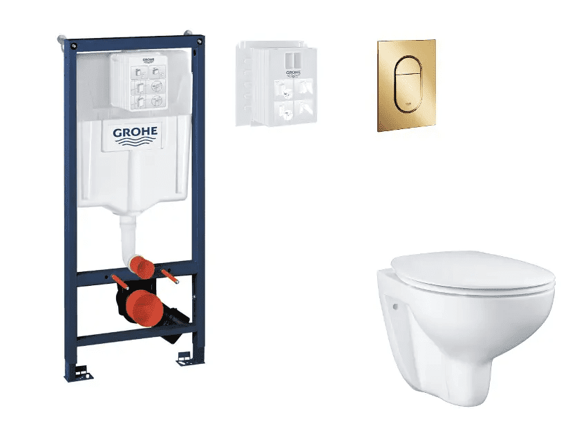 Grohe SANI11BB4125 - Set předstěnové instalace, klozetu, sedátka SoftClose a tlačítka Arena Cosmopolitan S, Cool Sunrise
