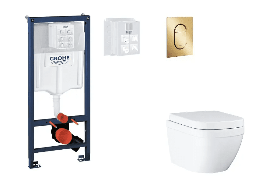 Grohe SANI11BB4130 - Set předstěnové instalace, klozetu, sedátka SoftClose a tlačítka Arena Cosmopolitan S, Triple Vortex, Cool Sunrise