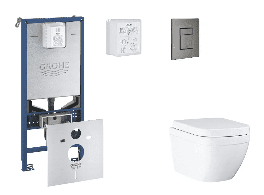 Grohe SANI11BB5105 - Set předstěnové instalace, klozetu, sedátka SoftClose a tlačítka Skate Cosmopolitan, Triple Vortex, kartáčovaný Hard Graphite