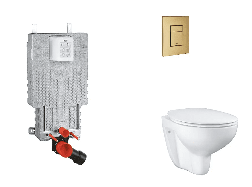 Grohe SANI15BB4101 - Set předstěnové instalace, klozetu, sedátka SoftClose a tlačítka Skate Cosmopolitan, kartáčovaný Cool Sunrise