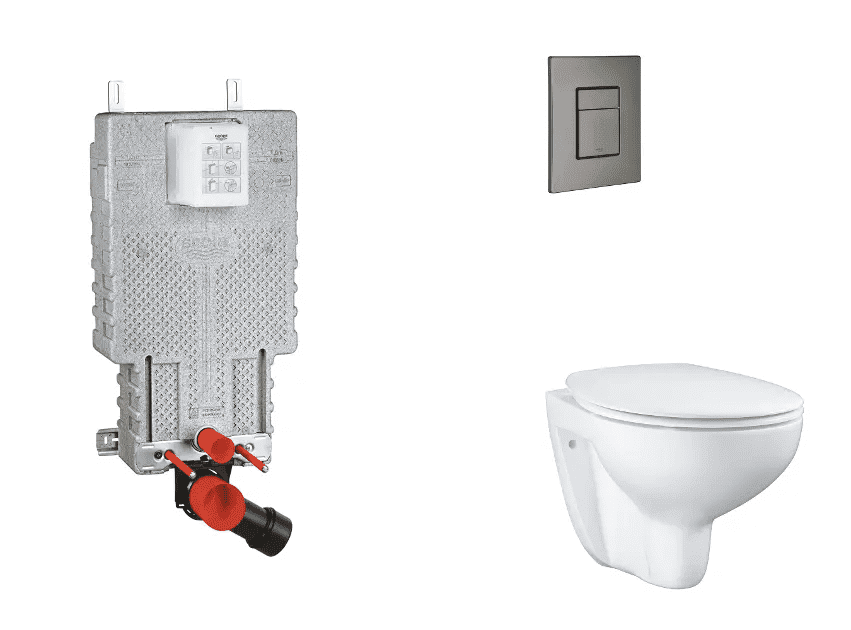 Grohe SANI15BB5102 - Set předstěnové instalace, klozetu, sedátka SoftClose a tlačítka Skate Cosmopolitan, kartáčovaný Hard Graphite
