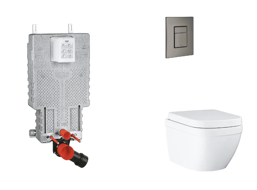 Grohe SANI15BB5105 - Set předstěnové instalace, klozetu, sedátka SoftClose a tlačítka Skate Cosmopolitan, Triple Vortex, kartáčovaný Hard Graphite