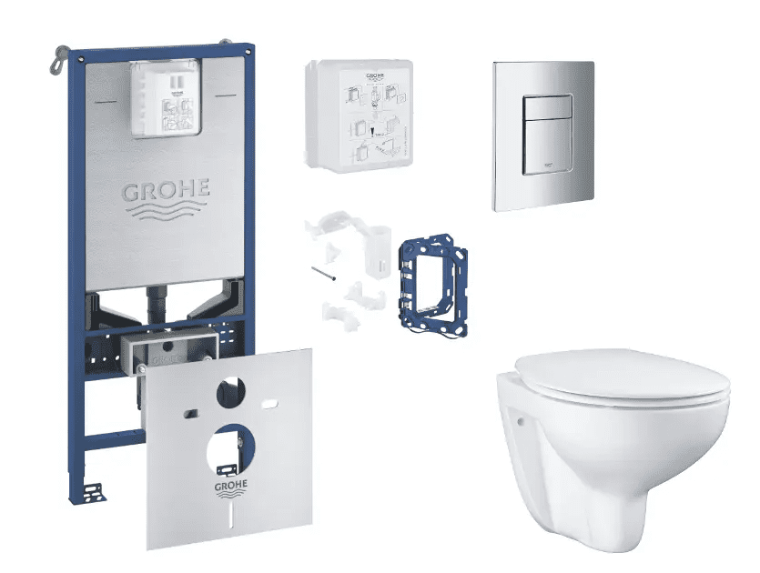 Grohe SANI11BB2125 - Set předstěnové instalace, klozetu, sedátka SoftClose, tlačítka Skate Cosmopolitan a sady pro vhazování tablet, chrom