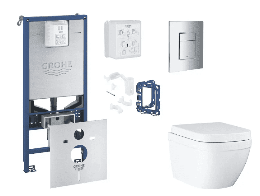 Grohe SANI11BB2127 - Set předstěnové instalace, klozetu, sedátka SoftClose, tlačítka Skate Cosmopolitan a sady pro vhazování tablet, Triple Vortex, chrom
