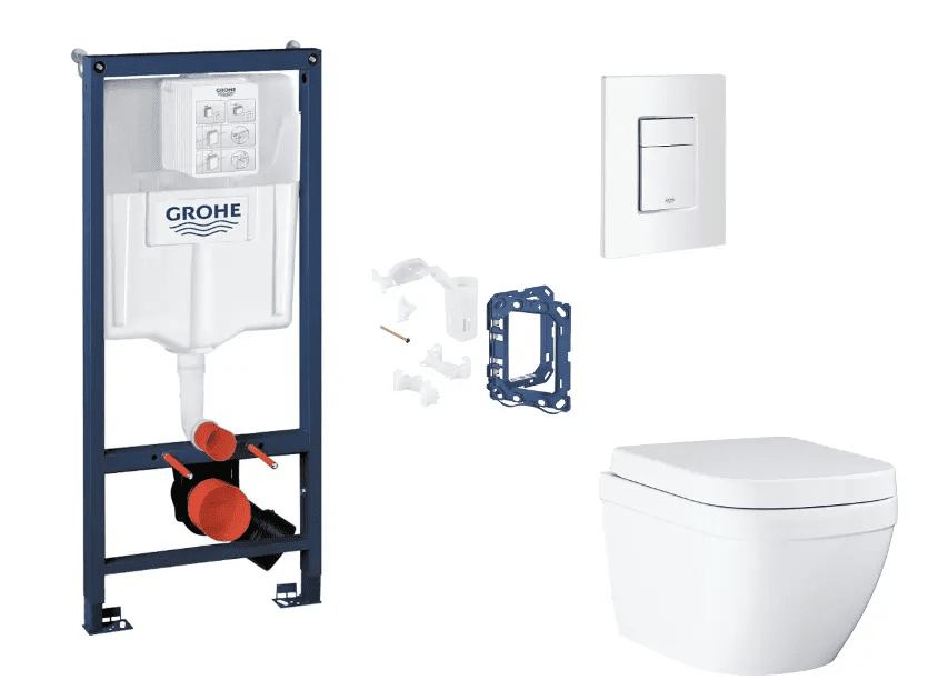 Grohe SANI11BB3148 - Set předstěnové instalace, klozetu, sedátka SoftClose, tlačítka Skate Cosmopolitan a sady pro vhazování tablet, Triple Vortex, alpská bílá