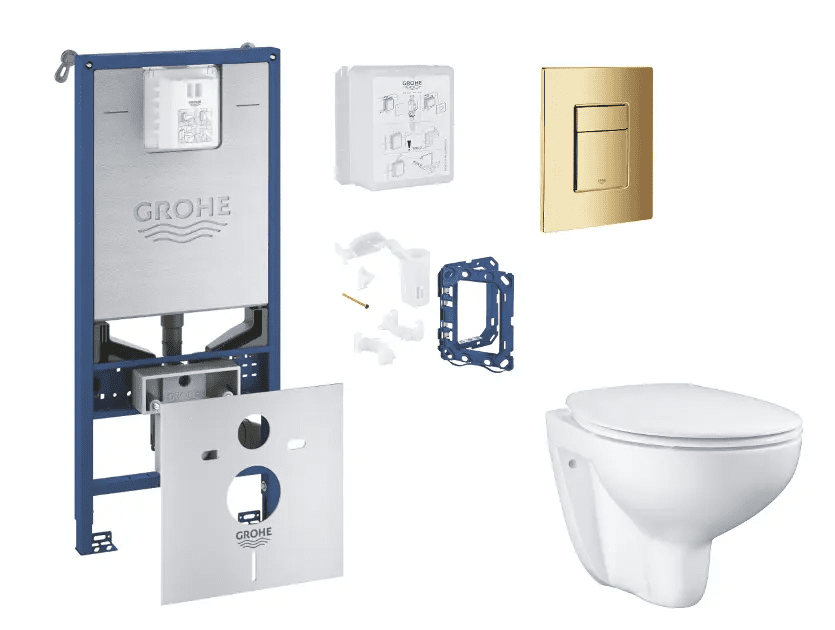 Grohe SANI11BB4142 - Set předstěnové instalace, klozetu, sedátka SoftClose, tlačítka Skate Cosmopolitan a sady pro vhazování tablet, Cool Sunrise