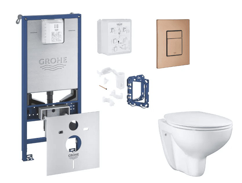 Grohe SANI11BB4143 - Set předstěnové instalace, klozetu, sedátka SoftClose, tlačítka Skate Cosmopolitan a sady pro vhazování tablet, kartáčovaný Warm Sunset