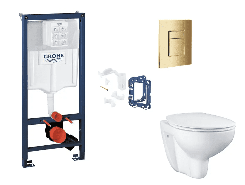 Grohe SANI11BB4154 - Set předstěnové instalace, klozetu, sedátka SoftClose, tlačítka Skate Cosmopolitan a sady pro vhazování tablet, Cool Sunrise