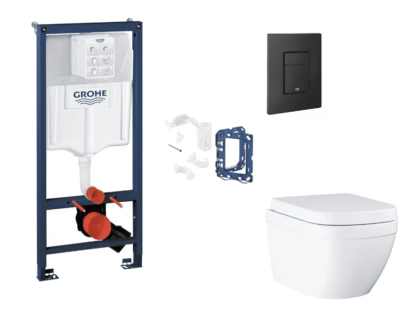 Grohe SANI11BB5135 - Set předstěnové instalace, klozetu, sedátka SoftClose, tlačítka Even a sady pro vhazování tablet, Triple Vortex, phantom black