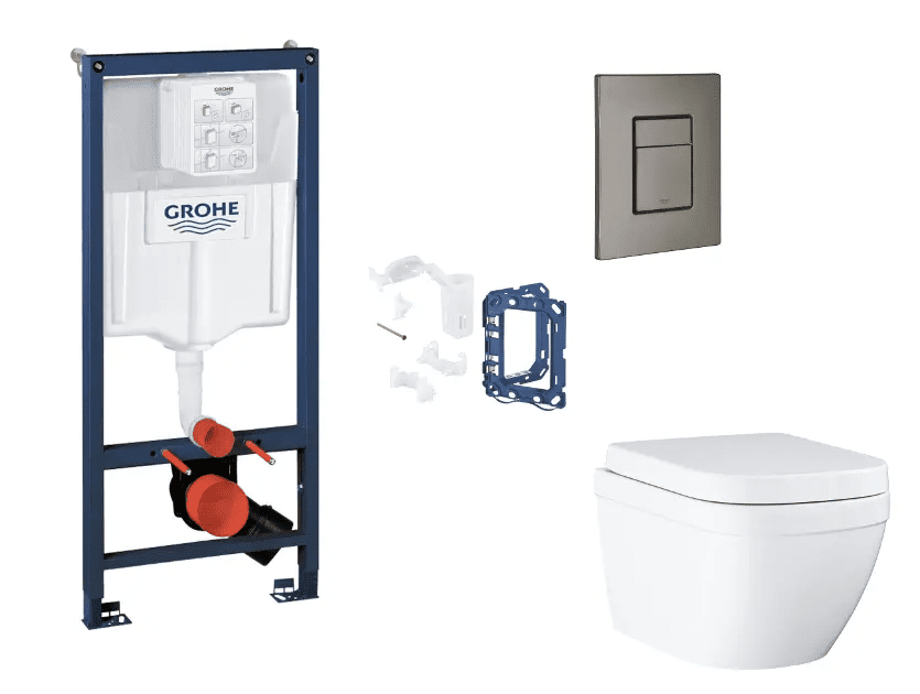 Grohe SANI11BB5136 - Set předstěnové instalace, klozetu, sedátka SoftClose, tlačítka Skate Cosmopolitan a sady pro vhazování tablet, Triple Vortex, kartáčovaný Hard Graphite