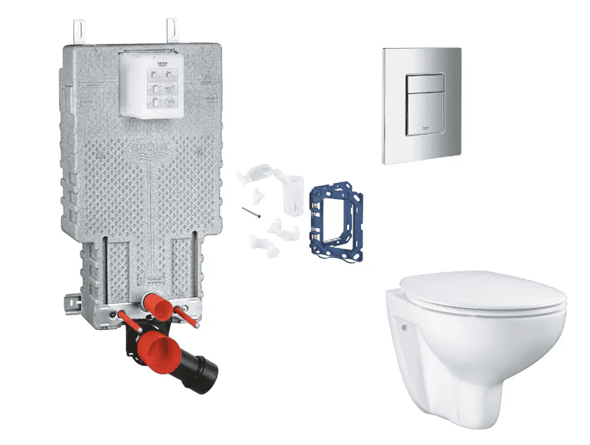 Grohe SANI15BB2113 - Set předstěnové instalace, klozetu, sedátka SoftClose, tlačítka Skate Cosmopolitan a sady pro vhazování tablet, chrom