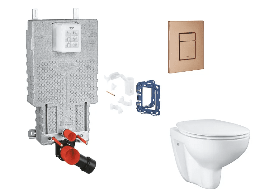 Grohe SANI15BB4123 - Set předstěnové instalace, klozetu, sedátka SoftClose, tlačítka Skate Cosmopolitan a sady pro vhazování tablet, kartáčovaný Warm Sunset
