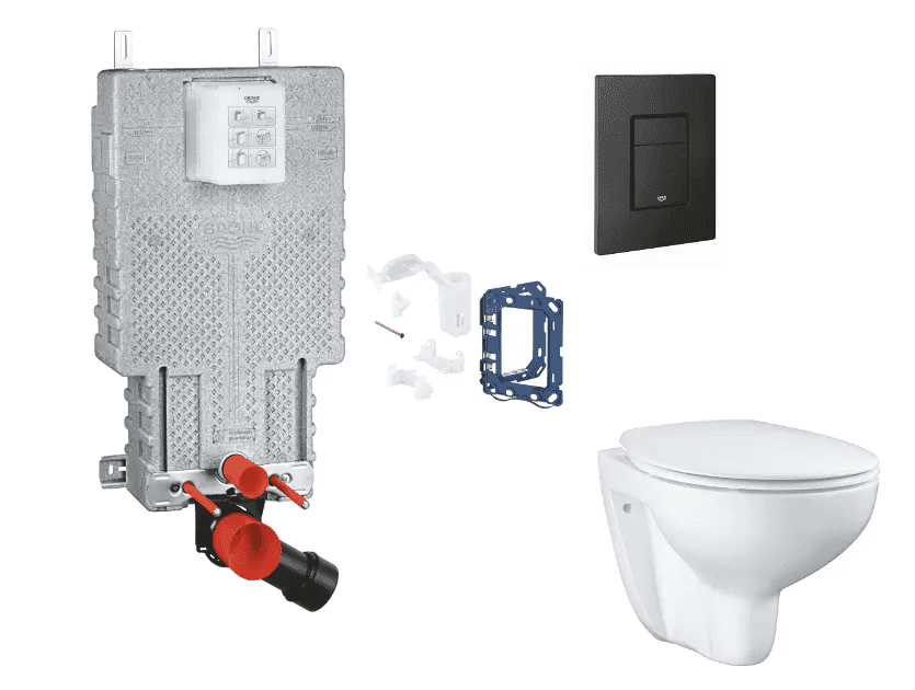 Grohe SANI15BB5113 - Set předstěnové instalace, klozetu, sedátka SoftClose, tlačítka Even a sady pro vhazování tablet, phantom black