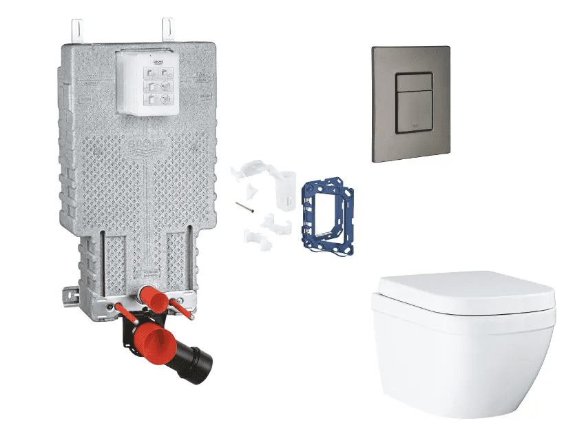 Grohe SANI15BB5116 - Set předstěnové instalace, klozetu, sedátka SoftClose, tlačítka Skate Cosmopolitan a sady pro vhazování tablet Triple Vortex, kartáčovaný Hard Graphite