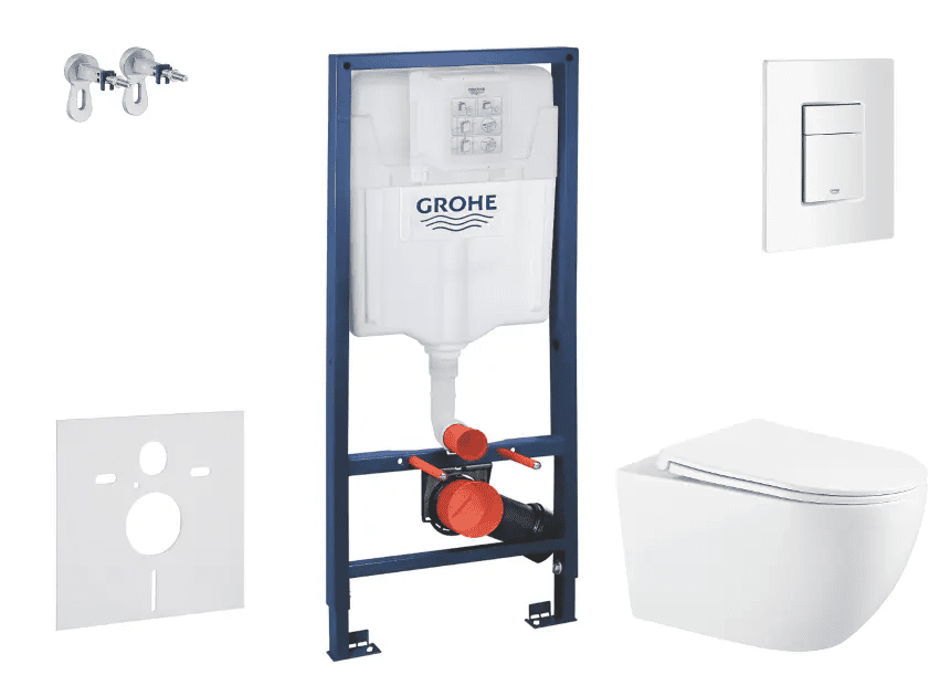 Grohe SANI11BA3102 - Set předstěnové instalace, klozetu Gaia sedátka softclose, tlačítko Skate Cosmopolitan, alpská bílá