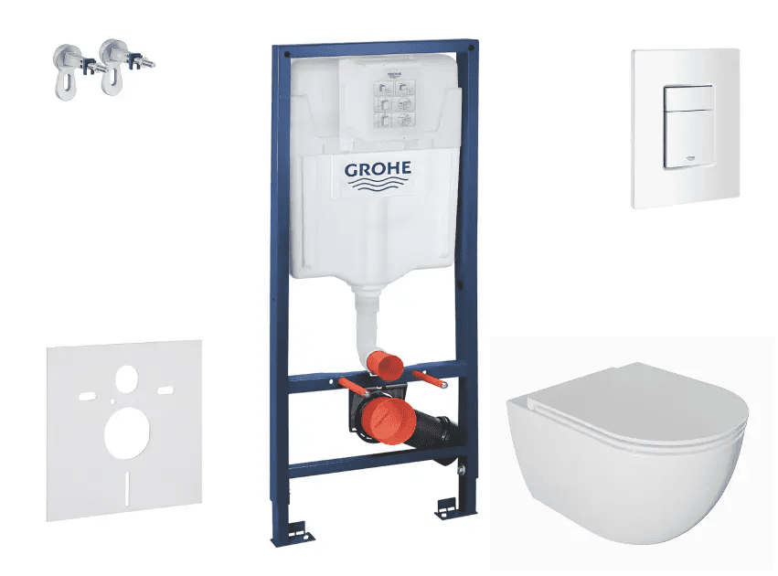 Grohe SANI11BA3101 - Set předstěnové instalace, klozetu Oudee a sedátka softclose, tlačítko Skate Cosmopolitan, alpská bílá