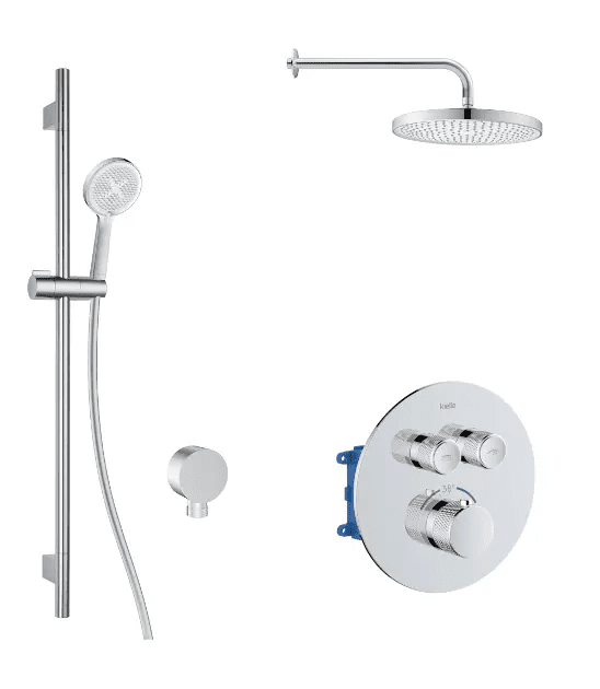 kielle 20602SPT30 - Termostatická baterie pod omítku, pro 2 spotřebiče, s příslušenstvím EcoSpare a tělesem, chrom