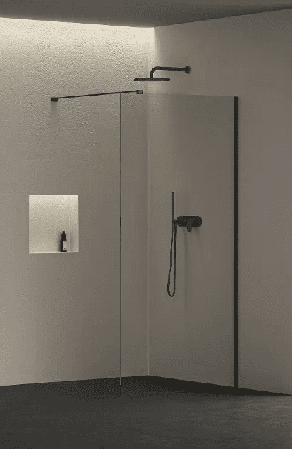 kielle 20726WI1004 - Sprchová stěna Walk-In 100x200 cm, matná černá/čiré sklo