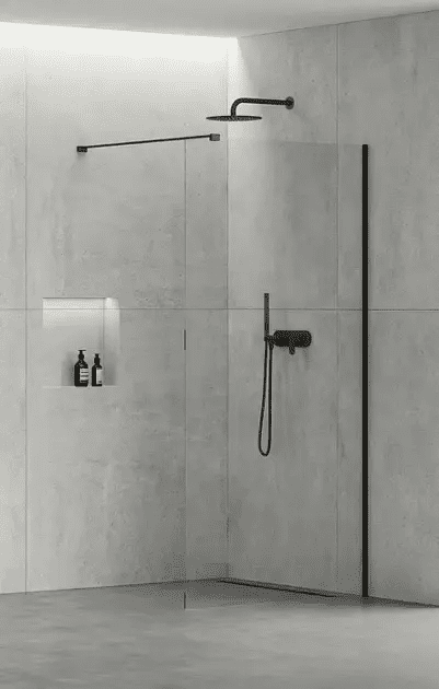 kielle 20726WI1104 - Sprchová stěna Walk-In 110x200 cm, matná černá/čiré sklo