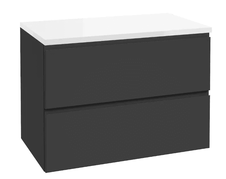 kielle 50002S814 - Skříňka včetně desky pod umyvadlo 80x55x46 cm, matná černá/lesklá bílá