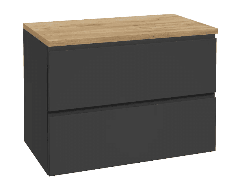 kielle 50002S824 - Skříňka včetně desky pod umyvadlo 80x55x46 cm, matná černá/zlatý dub