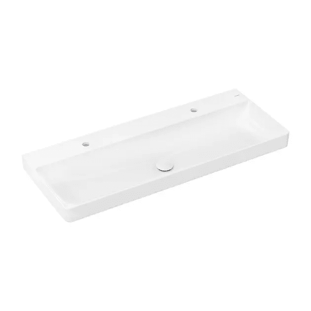Hansgrohe 61042450 - Dvojumyvadlo 120x48 cm, bez přepadu, 2 otvory pro baterii, SmartClean, bílá