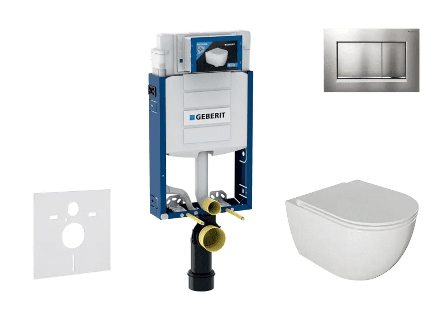 Geberit SANI15CA1116 - Set předstěnové instalace, klozetu Oudee a sedátka softclose, tlačítko Sigma20, lakovaný chrom mat/chrom