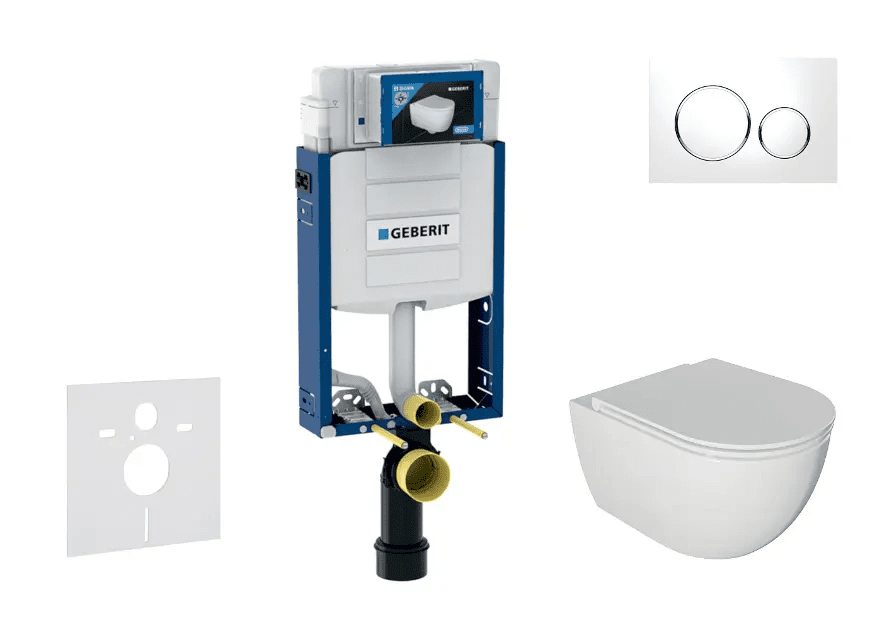 Geberit SANI15CA3111 - Set předstěnové instalace, klozetu Oudee a sedátka softclose, tlačítko Sigma20, bílá/chrom