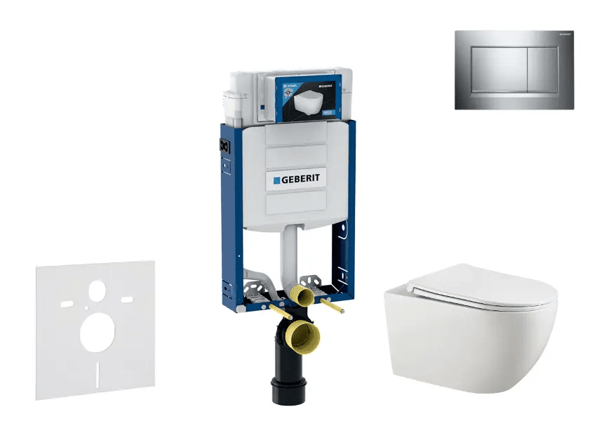 Geberit SANI15CA1123 - Set předstěnové instalace, klozetu Gaia a sedátka softclose, tlačítko Sigma20, chrom/chrom mat