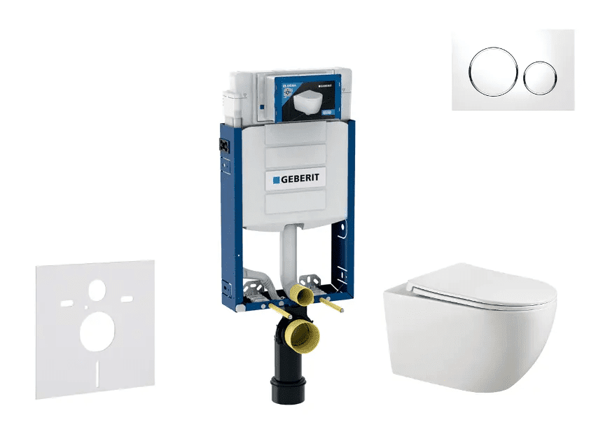 Geberit SANI15CA3117 - Set předstěnové instalace, klozetu Gaia a sedátka softclose, tlačítko Sigma20, bílá/chrom