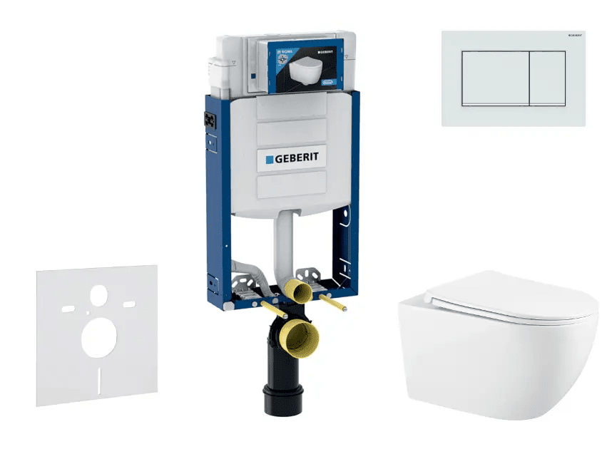 Geberit SANI15CA3127 - Set předstěnové instalace, klozetu Gaia a sedátka softclose, tlačítko Sigma20, bílá/bílá mat