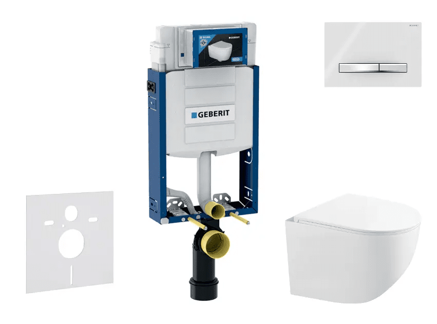 Geberit SANI15CA3129 - Set předstěnové instalace, kompaktního klozetu Gaia a sedátka softclose, tlačítko Sigma50, chrom/alpská bílá