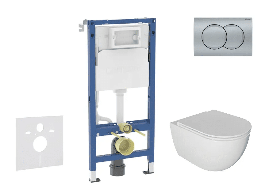 Geberit SANI11CA1125B - Set předstěnové instalace, klozetu Oudee a sedátka softclose, tlačítko Delta01, matný chrom