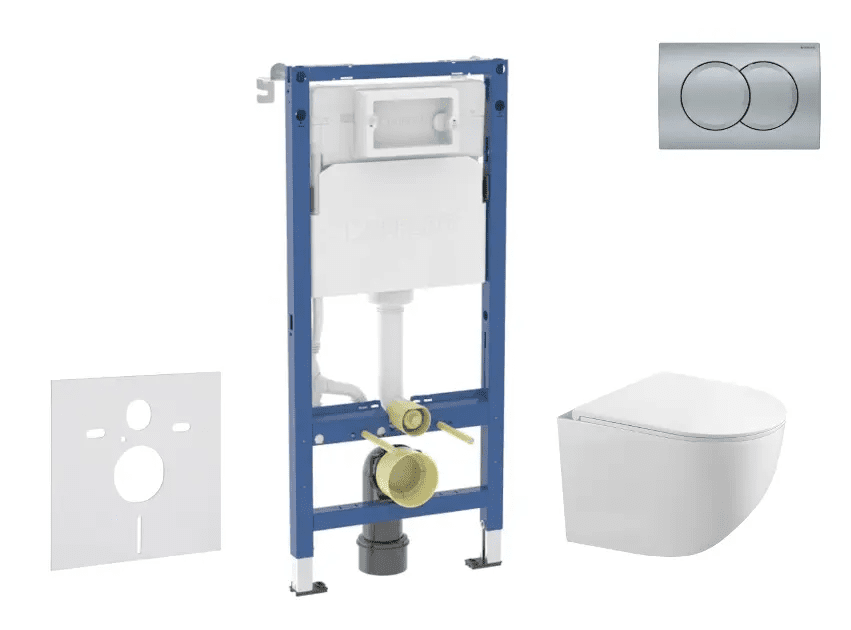 Geberit SANI11CA1131B - Set předstěnové instalace, klozetu Gaia a sedátka softclose, tlačítko Delta01, matný chrom