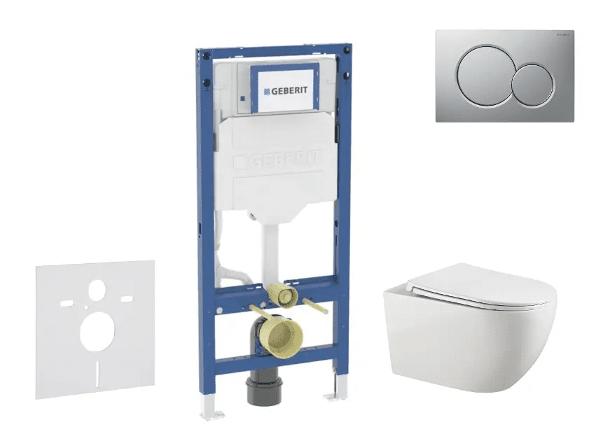 Geberit SANI11CA1135B - Set předstěnové instalace, klozetu Gaia a sedátka softclose, tlačítko Sigma01, lakovaný matný chrom