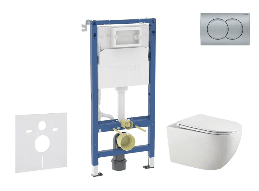 Geberit SANI11CA1137B - Set předstěnové instalace, klozetu Gaia a sedátka softclose, tlačítko Delta01, matný chrom